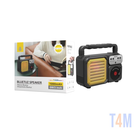 COLUNA DE SOM PORTÁTIL BLUETOOTH RETRO ONEPLUS NF4071 FM/TWS/USB AMARILLO